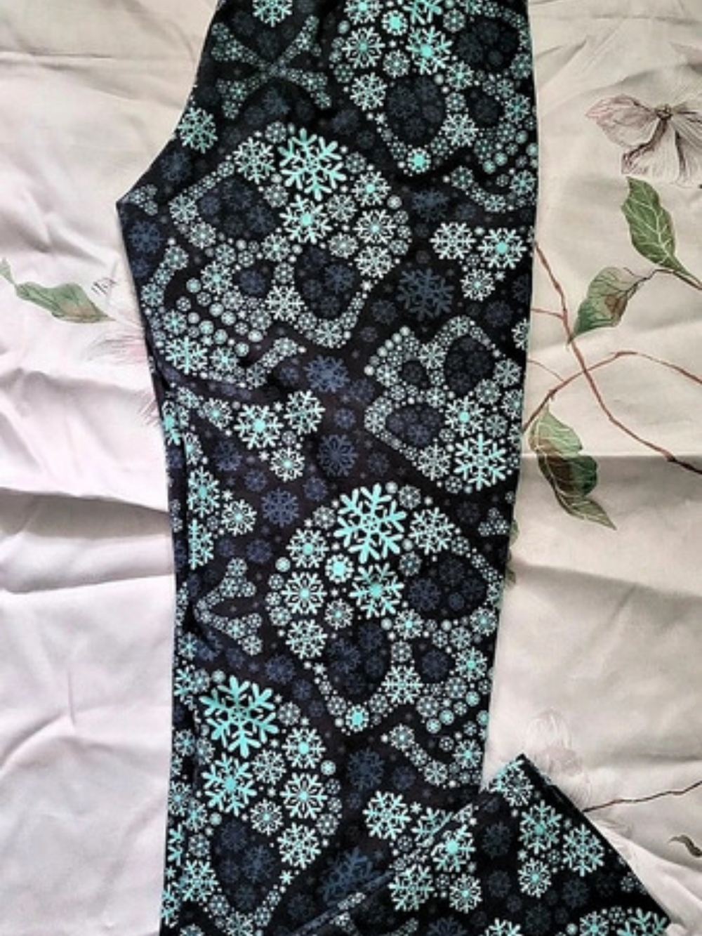 Floral Print Leggings in Black & Blue